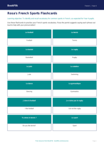 French Sports Flashcards | Year 4 Australian Curriculum | BookFlik