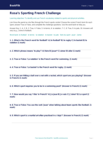 French Sports Quiz for Year 4 | Australian Curriculum | BookFlik