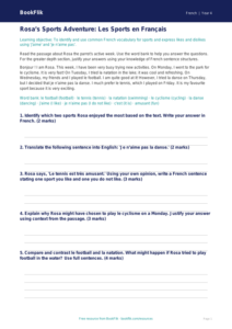 Year 4 French Sports Track Sheet | Australian Curriculum Resources