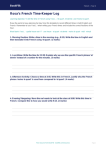 Year 4 French Telling the Time Worksheet | ACARA Aligned | BookFlik