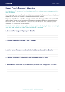 French Transport Vocabulary Worksheet | Year 5 | Australian Curriculum