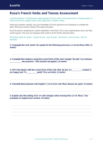 Year 4 French Verbs and Tenses Worksheet | Greater Depth | BookFlik