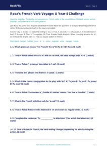 Year 4 French Verbs and Tenses Quiz | Greater Depth | BookFlik