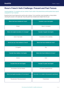 Free Verbs And Tenses Flashcards | Year 5 | French | BookFlik