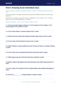 Free Asia Quiz | Year 4 | Geography | BookFlik