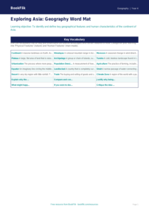 Asia Word Mat Year 4 Geography | Greater Depth | BookFlik