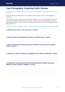 Free Biomes Assessment | Year 5 | Geography | BookFlik