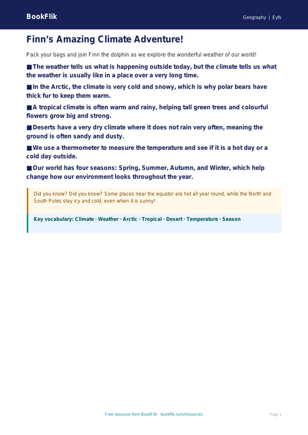 Free Climate Poster | Foundation | Geography | BookFlik worksheet preview — Geography Climate