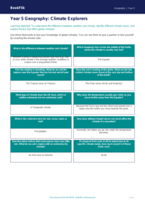 Free Climate Flashcards | Year 5 | Geography | BookFlik