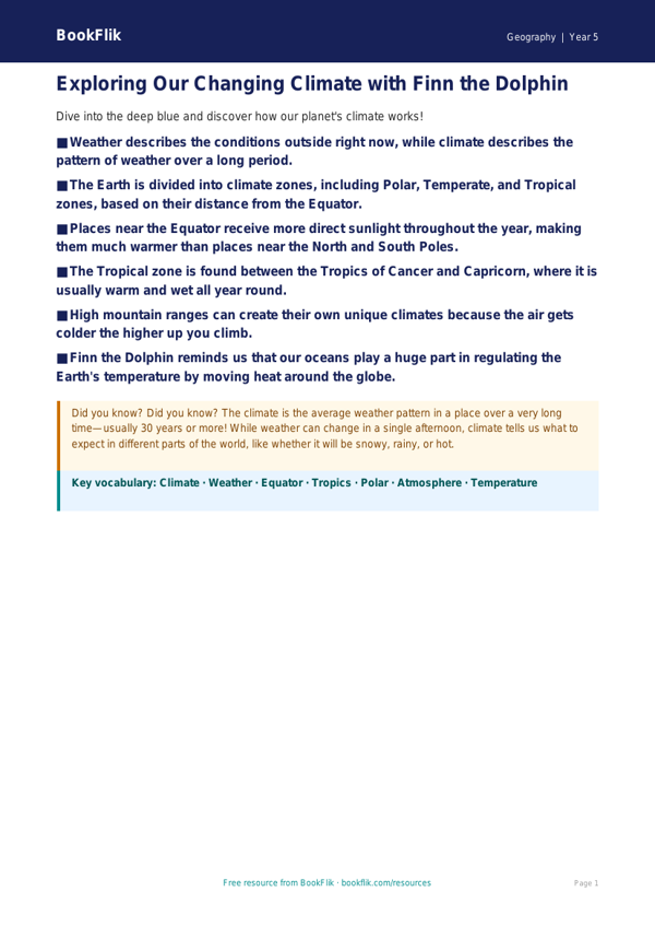 Free Climate Poster | Year 5 | Geography | BookFlik worksheet preview — Geography Climate