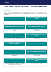 Free Continents And Oceans Flashcards | Year 4 | Geography | BookFlik