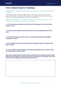 Free Continents And Oceans Activity Sheet | Year 5 | Geography | BookFlik