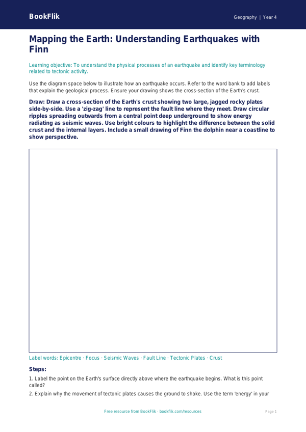 Free Earthquakes Drawing Sheet | Year 4 | Geography | BookFlik worksheet preview — Geography Earthquakes
