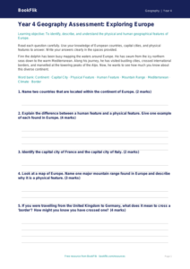 Geography europe assessment year 4 core