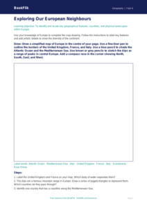 Europe Geography Drawing Sheet | Year 4 | Australian Curriculum