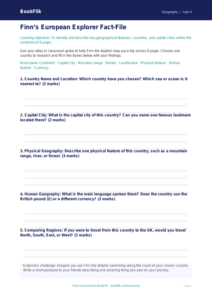 Geography europe template year 4 core
