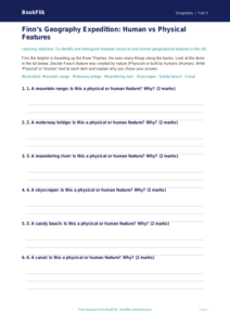 Free Human And Physical Geography Activity Sheet | Year 5 | Geography | BookFlik