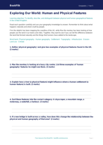 Free Human And Physical Geography Worksheet | Year 5 | Geography | BookFlik