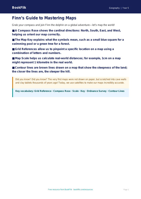 Free Map Skills Poster | Year 5 | Geography | BookFlik worksheet preview — Geography Map Skills