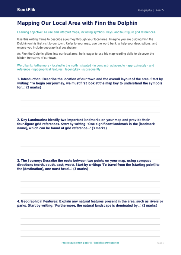 Free Map Skills Writing Frame | Year 5 | Geography | BookFlik worksheet preview — Geography Map Skills