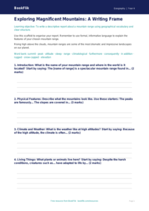 Geography mountains writing frame year 4 core