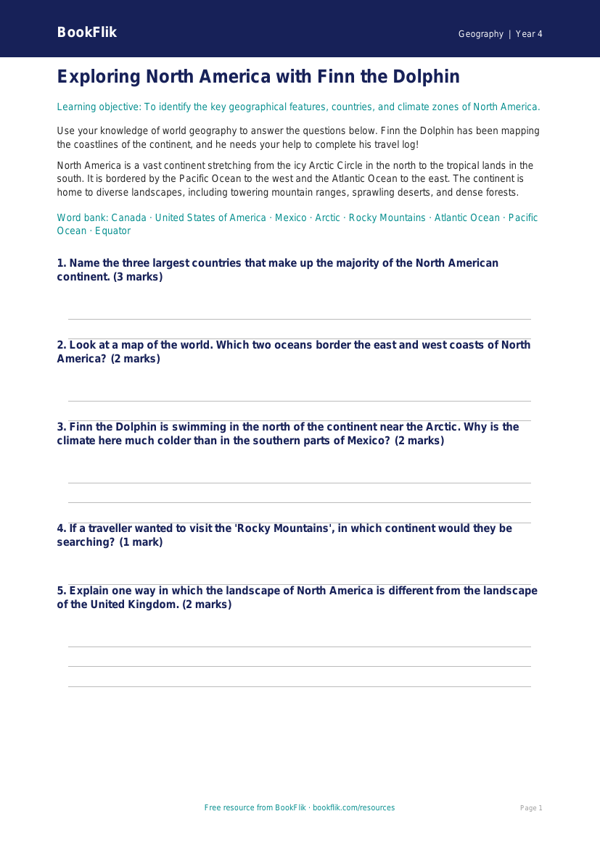 Geography north america worksheet year 4 core worksheet preview — Geography North America