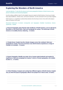Free North America Writing Frame | Year 4 | Geography | BookFlik