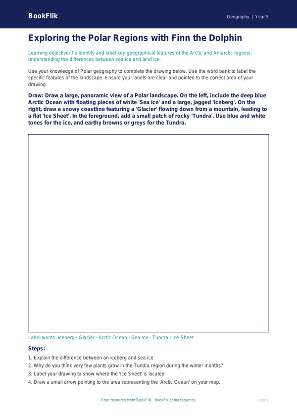 Free Polar Regions Drawing Sheet | Year 5 | Geography | BookFlik worksheet preview — Geography Polar Regions
