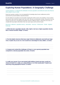 Free Population Worksheet | Year 4 | Geography | BookFlik