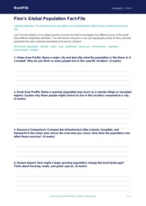 Free Population Template | Year 5 | Geography | BookFlik
