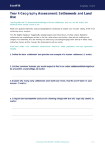 Free Settlements Assessment | Year 4 | Geography | BookFlik