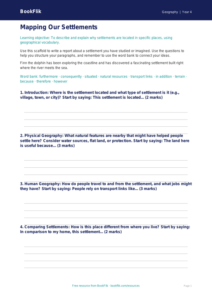 Free Settlements Writing Frame | Year 4 | Geography | BookFlik