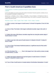Free South America Quiz | Year 4 | Geography | BookFlik
