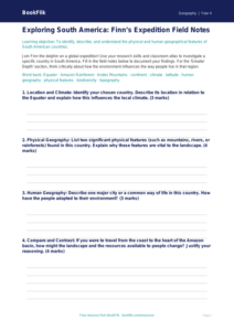 Free South America Template | Year 4 | Geography | BookFlik