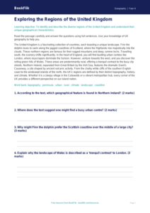 UK Regions Geography Comprehension | Year 4 Australian Curriculum