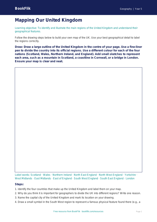 UK Regions Geography Activity | Year 5 Australian Curriculum | BookFlik worksheet preview — Geography Uk Regions