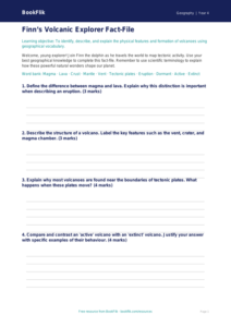 Free Volcanoes Template | Year 4 | Geography | BookFlik
