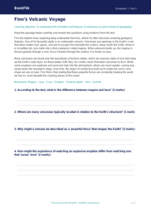 Free Volcanoes Comprehension | Year 5 | Geography | BookFlik