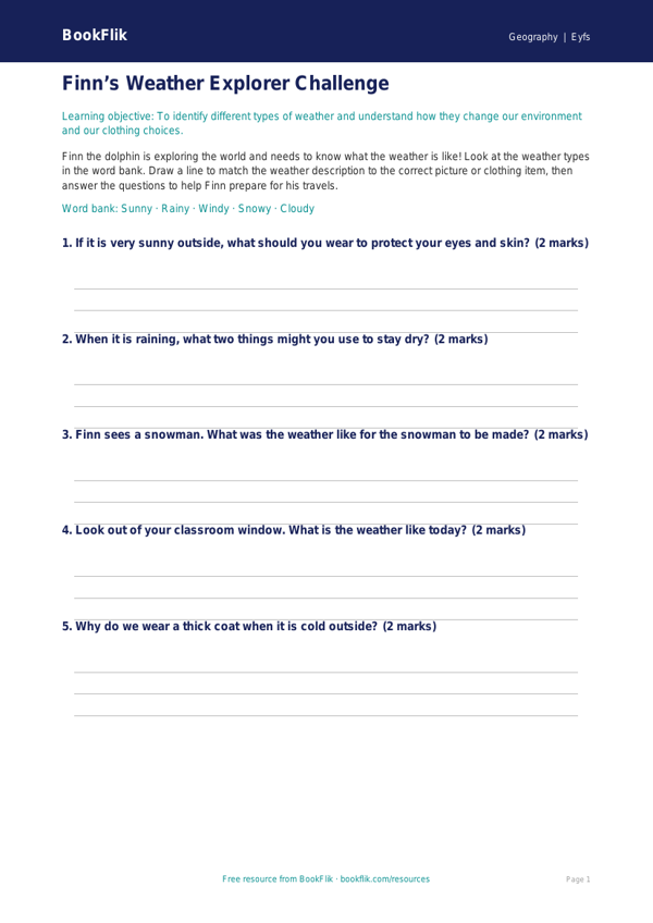 Free Weather And Climate Activity Sheet | Foundation | Geography | BookFlik worksheet preview — Geography Weather And Climate