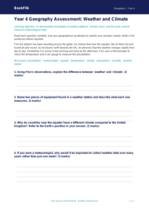 Free Weather And Climate Assessment | Year 4 | Geography | BookFlik