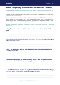 Free Weather And Climate Assessment | Year 5 | Geography | BookFlik