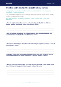 Free Weather And Climate Worksheet | Year 5 | Geography | BookFlik