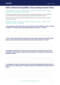 Free Ancient China Writing Frame | Year 4 | History | BookFlik