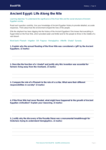 Free Ancient Egypt Worksheet | Year 4 | History | BookFlik