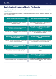 Free Benin Kingdom Flashcards | Year 4 | History | BookFlik