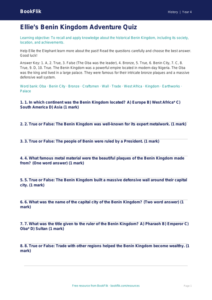 History benin kingdom quiz year 4 core