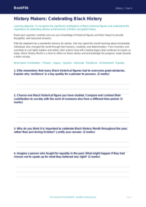 Black History Month Worksheet | Year 4 History | BookFlik