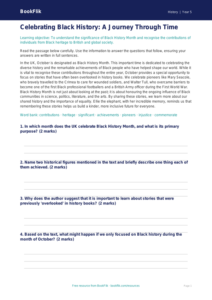Free Black History Month Comprehension | Year 5 | History | BookFlik