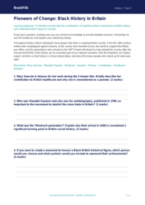 Free Black History Worksheet | Year 5 | History | BookFlik