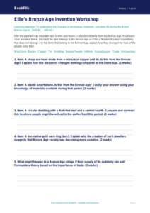 Free Bronze Age Activity Sheet | Year 4 | History | BookFlik